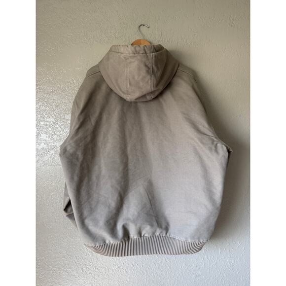 Carhartt Beige Distressed Hooded Jacket 2XL - Picture 6 of 10